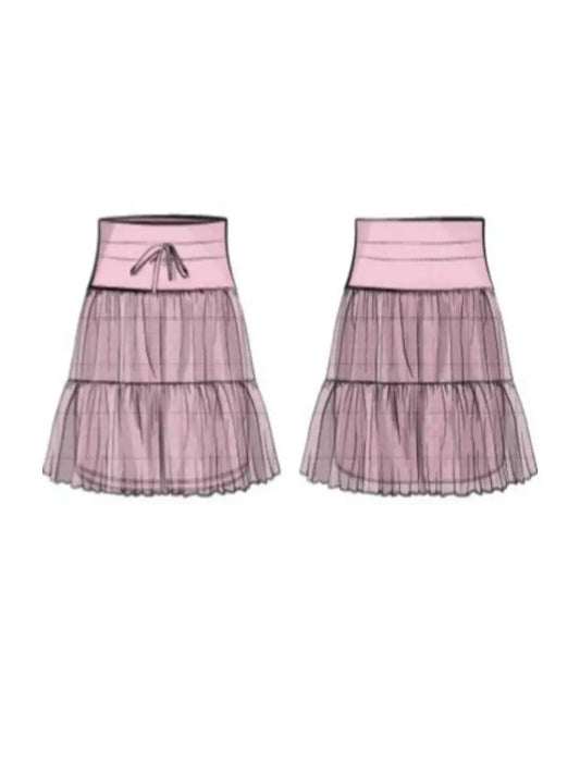Festival Fuchsia Girls Mesh Double Tier Ruffle Skort with Inner Short