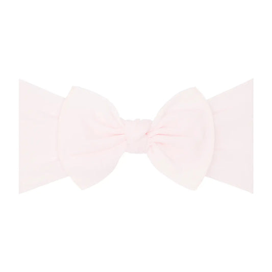 Ballet Pink Original Knot Soft Nylon Headband by Baby Bling Bows, featuring a gentle pink color and soft, stretchy nylon material.