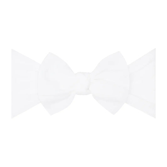 White Original Knot Soft Nylon Headband by Baby Bling Bows, featuring a comfortable knot design and soft nylon material.