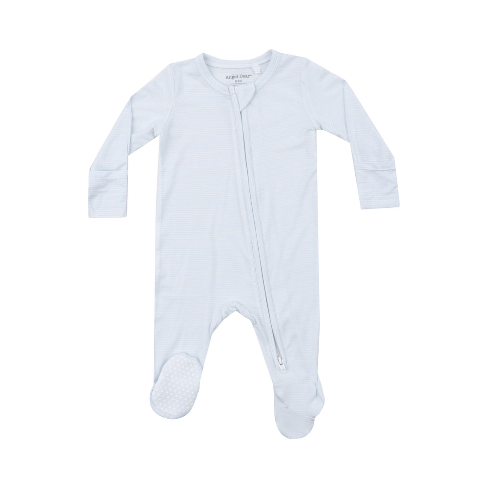 Angel Dear - Light Blue Stripe Zip Footie