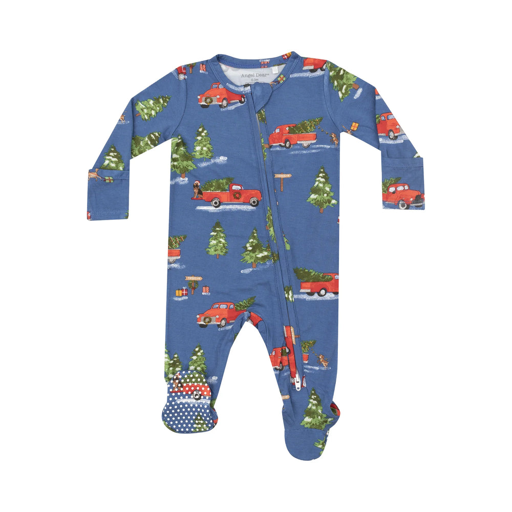Angel Dear - Vintage Red Truck Zip Footie