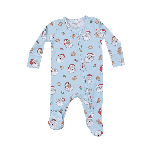 Angel Dear - Blue Vintage Santa Zip Footie
