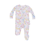 Angel Dear - Viola Floral Ruffle Zip Footie