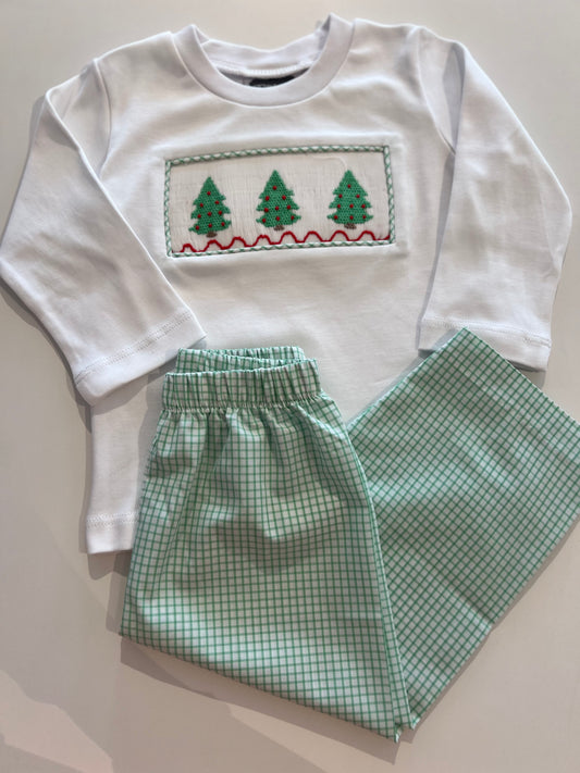 True - Christmas Tree Boys Smocked Set