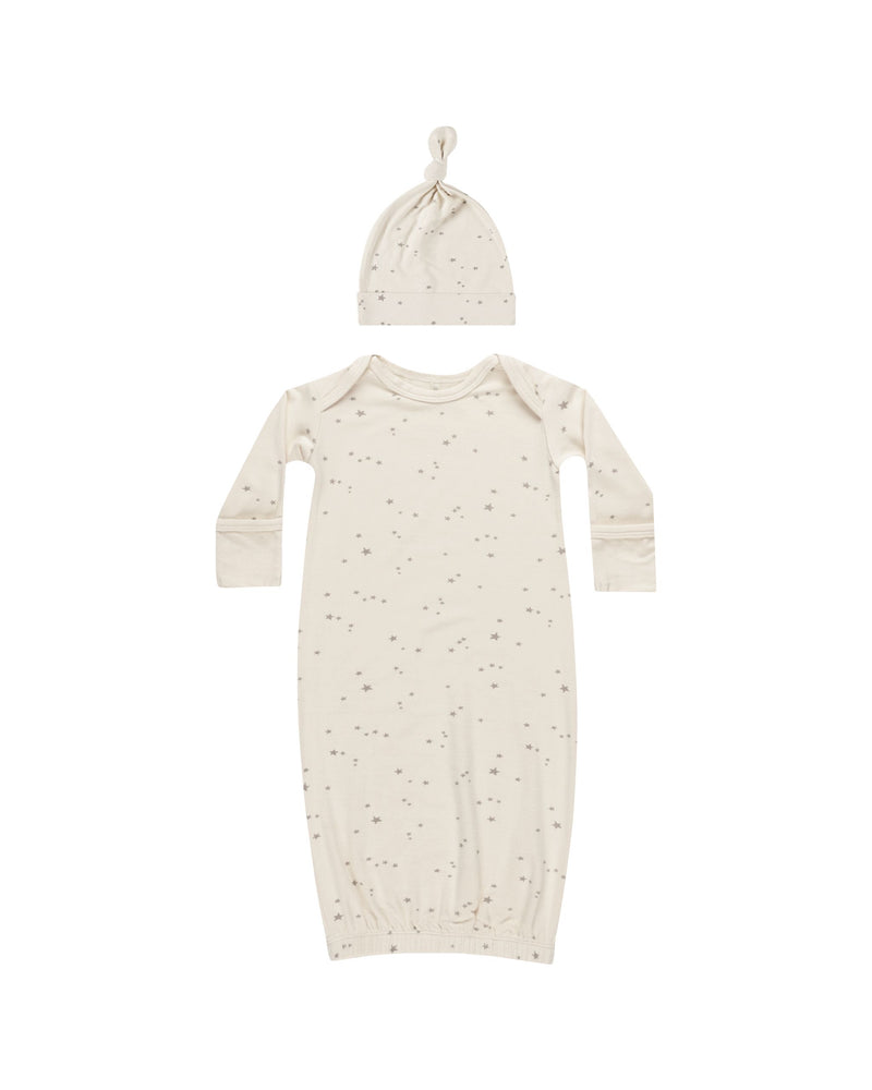 Quincy Mae - Twinkle Bamboo Baby Gown + Hat Set