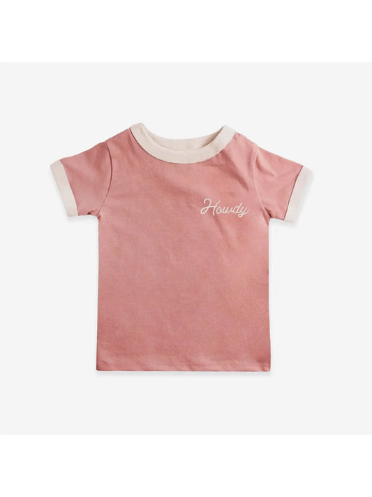 Howdy - Pink & Ivory Ringer Tee