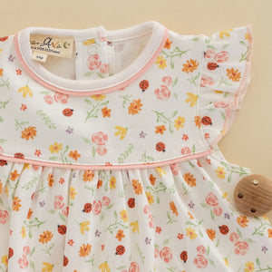 Luna + Arlo - Bugs and Blossoms Ivory Flutters Toddler Dress