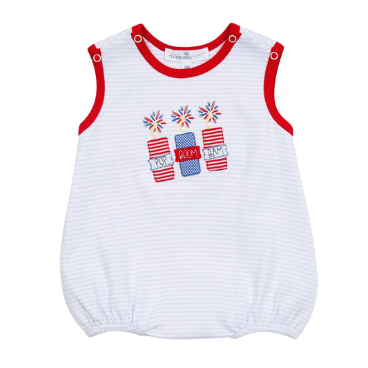 Magnolia Baby - Pop!Boom!Bam! Applique Red S/less Boy Bubble