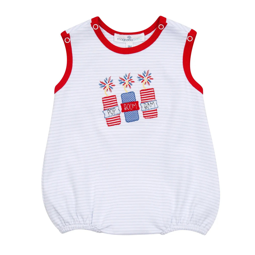 Magnolia Baby - Pop!Boom!Bam! Applique Red S/less Boy Bubble