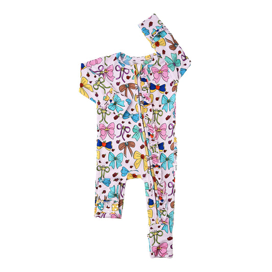 Princess Bows Ruffle Zip Romper