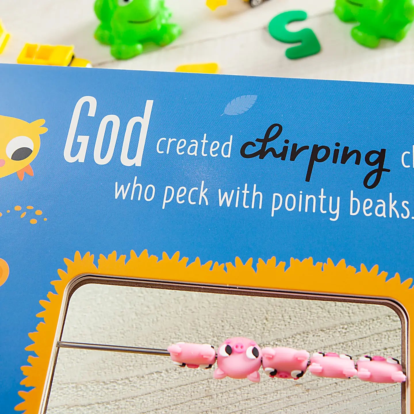 Colorful illustration of God's farmyard animals including a cow, pig, sheep, and chicken from BroadStreet Publishing's God's Farmyard Animals book.