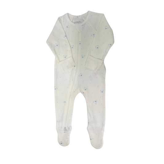 Purebaby - Blue Bear Zippered Footie