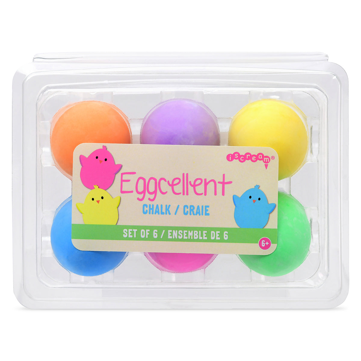 Colorful Eggcellent Chalk Set by Iscream featuring vibrant chalk pieces in assorted bright colors for outdoor drawing and creativity.