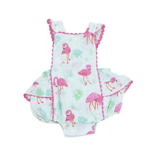 Angel Dear - Flamingos Ric Rac Ruffle Sunsuit