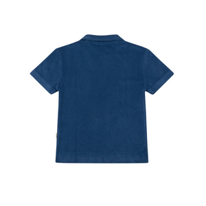 Minnow - Unisex Newport Navy French Terry Polo with Ribbed Hem