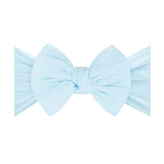 Sky blue original knot soft nylon headband by Baby Bling Bows featuring a stylish knot design and stretchy, comfortable material.