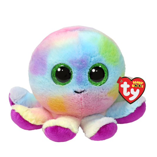 Colorful Ty Bubbles plush toy with embroidered eyes and smiling face, soft and cuddly for children.