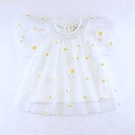 doe a dear - Sequin Floral Mesh Top White