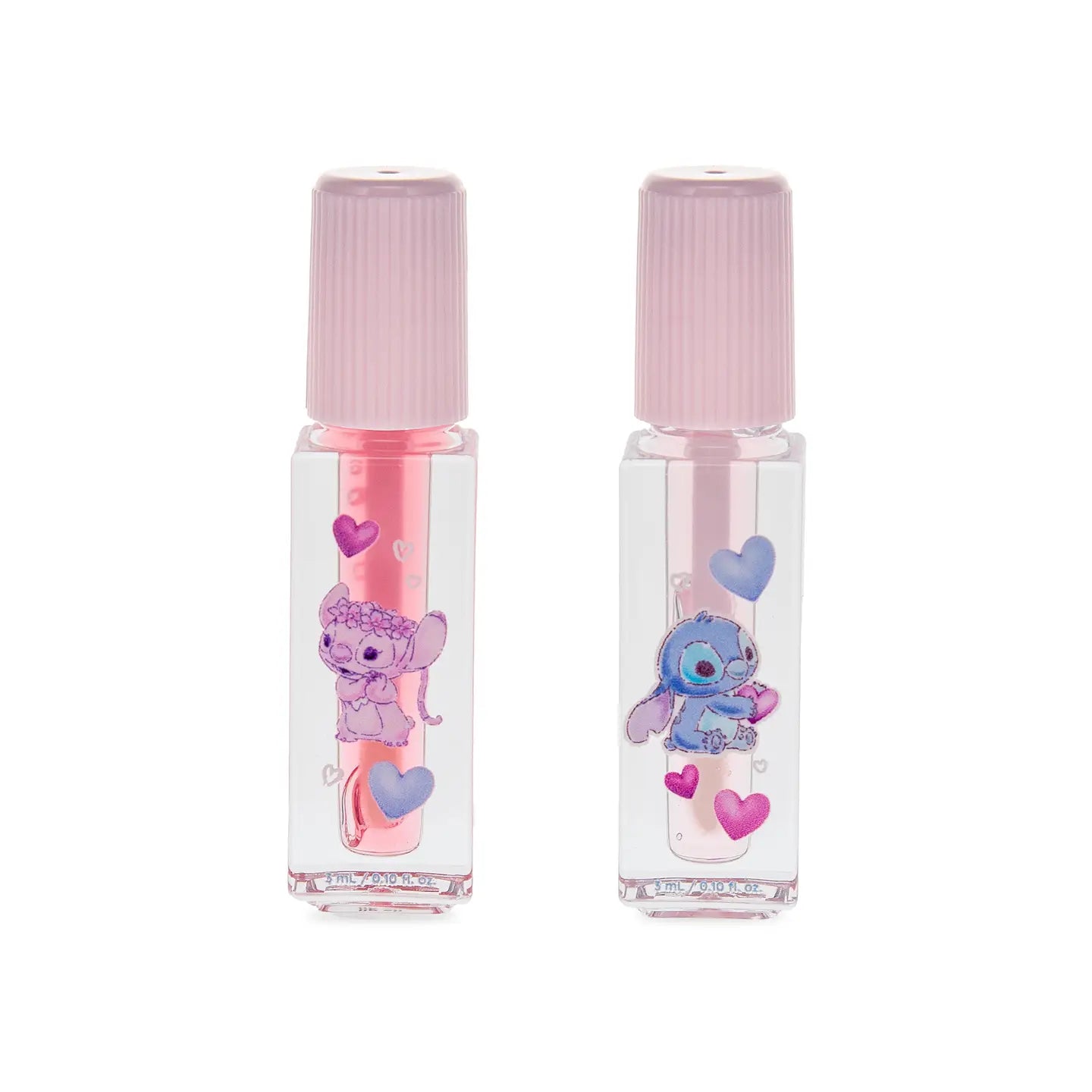 Mad Beauty I Heart Stitch Lip Oil Duo featuring two nourishing lip oils with cute stitch-themed packaging.