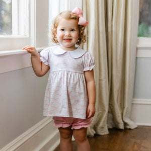 Jellybean - Pink Trellis Bow Charlotte Bloomer Set