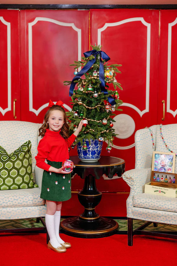 Grier Green/Santa Critter Beasley Bag Skirt - Corduroy