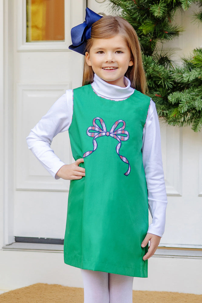 The Beaufort Bonnet Company - Annie Apron Dress Kiawah Kelly Green Merritt Park Plaid Bow