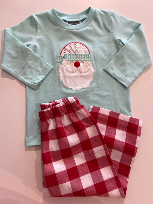 True - Santa Applique Boys LS Tee Set