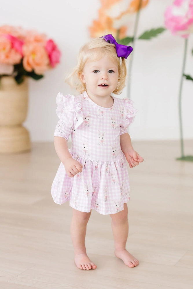 Mila & Rose - Baby Bunnies 3/4 Sleeve Flutter Twirl Bodysuit