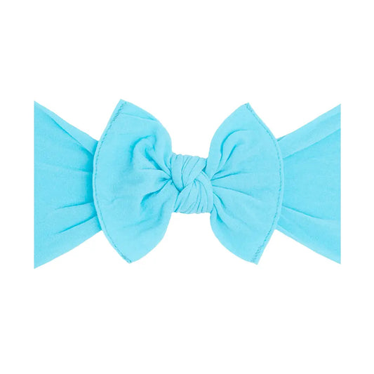 Baby Bling Bows Aqua Original Knot Soft Nylon Headband with a stylish knot design on soft, stretchy nylon fabric.