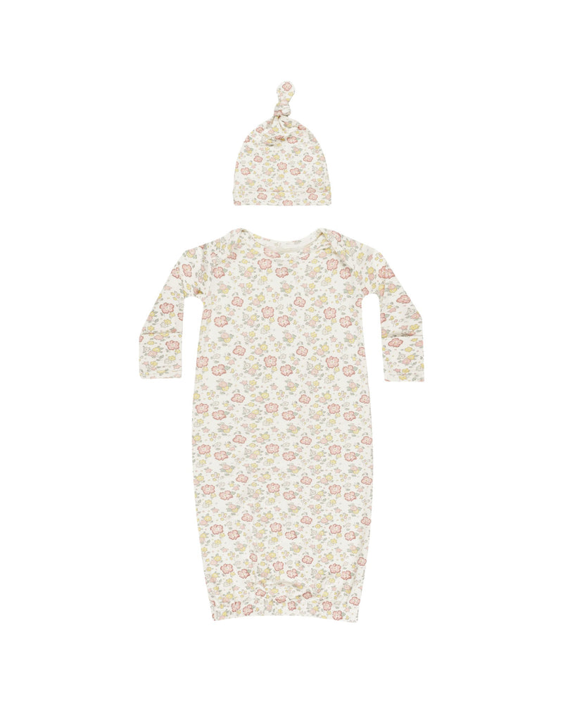 Quincy Mae - Bloom Bamboo Baby Gown + Hat Set