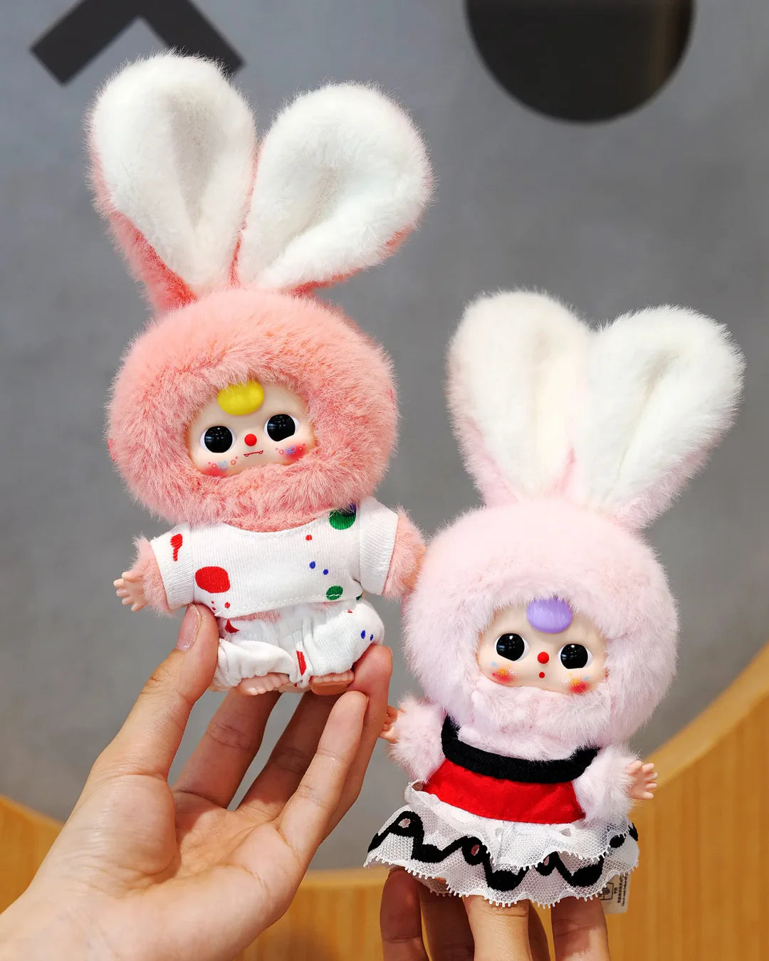 Baby Three Mini Tiny Rabbit Plush Blind Box with soft plush fabric and adorable rabbit design, perfect for collectible toy enthusiasts.