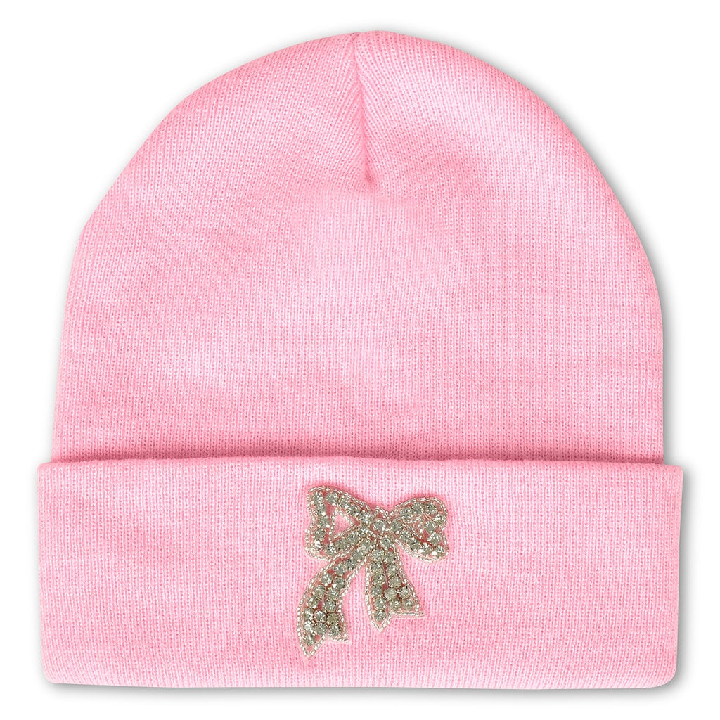 Colorful Iscream Bow Beanie for children featuring a large decorative bow, perfect for stylish winter wear.