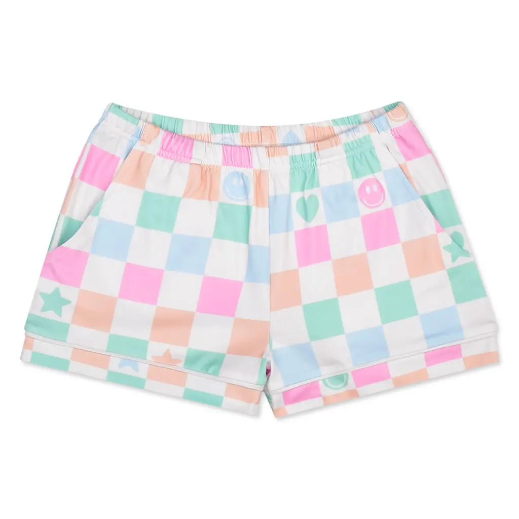 Smiley Check Shorts Lounge Set