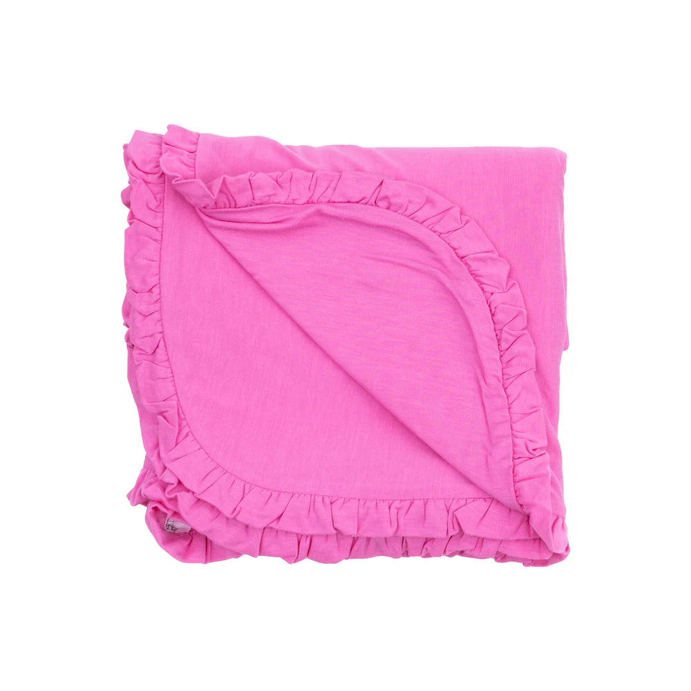 Angel Dear - Solid Strawberry Moon Ruffle Receiving Blanket