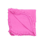 Angel Dear - Solid Strawberry Moon Ruffle Receiving Blanket