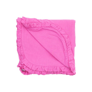 Angel Dear - Solid Strawberry Moon Ruffle Receiving Blanket