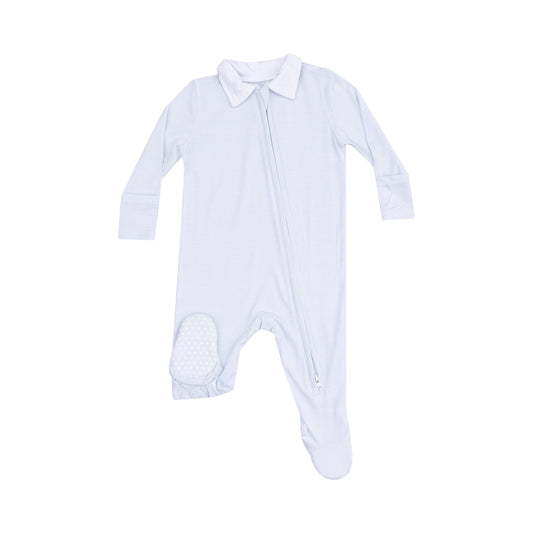 Angel Dear - Stripe Classic Blue Collared Zip Footie
