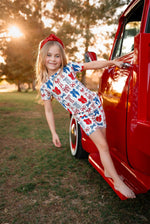 In My Jammers - Red White & Blue Bows Pajama Short Set