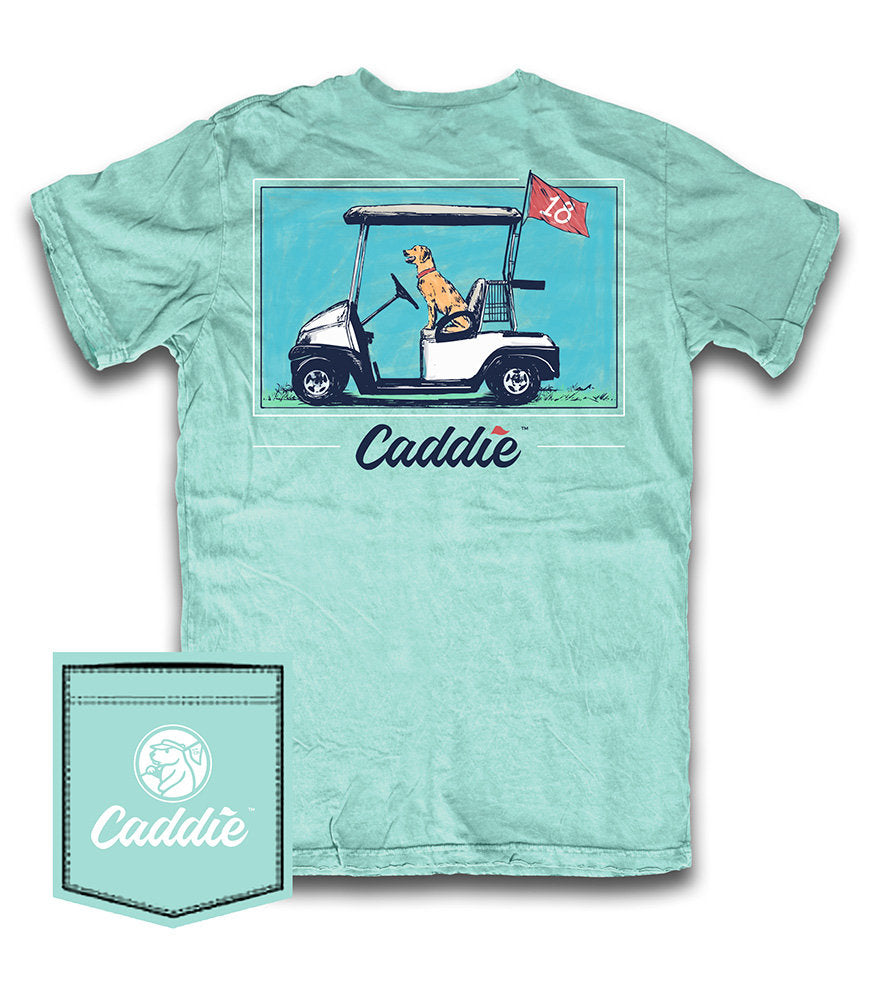 Caddie youth designated driver shirt featuring a casual design with printed text, ideal for safe driving awareness.
