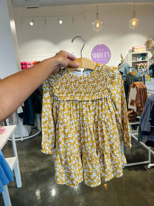 Mustard Floral Long Sleeve Dress