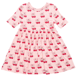 Pink Chicken - Girls Bamboo Steph Dress - Cherry Hearts