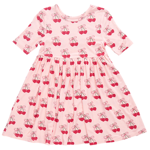 Pink Chicken - Girls Bamboo Steph Dress - Cherry Hearts