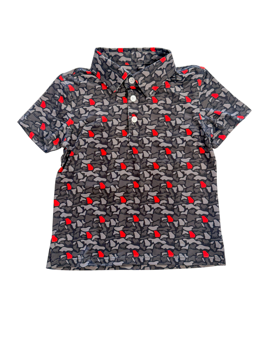 GA Camo Bulldog Red & Black Polo