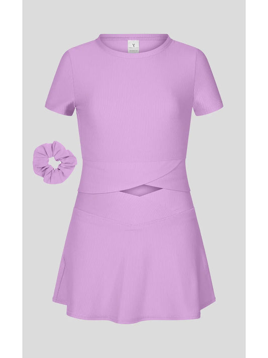 Lovely Lilac Rib Marie Crossover Top and Skort Set