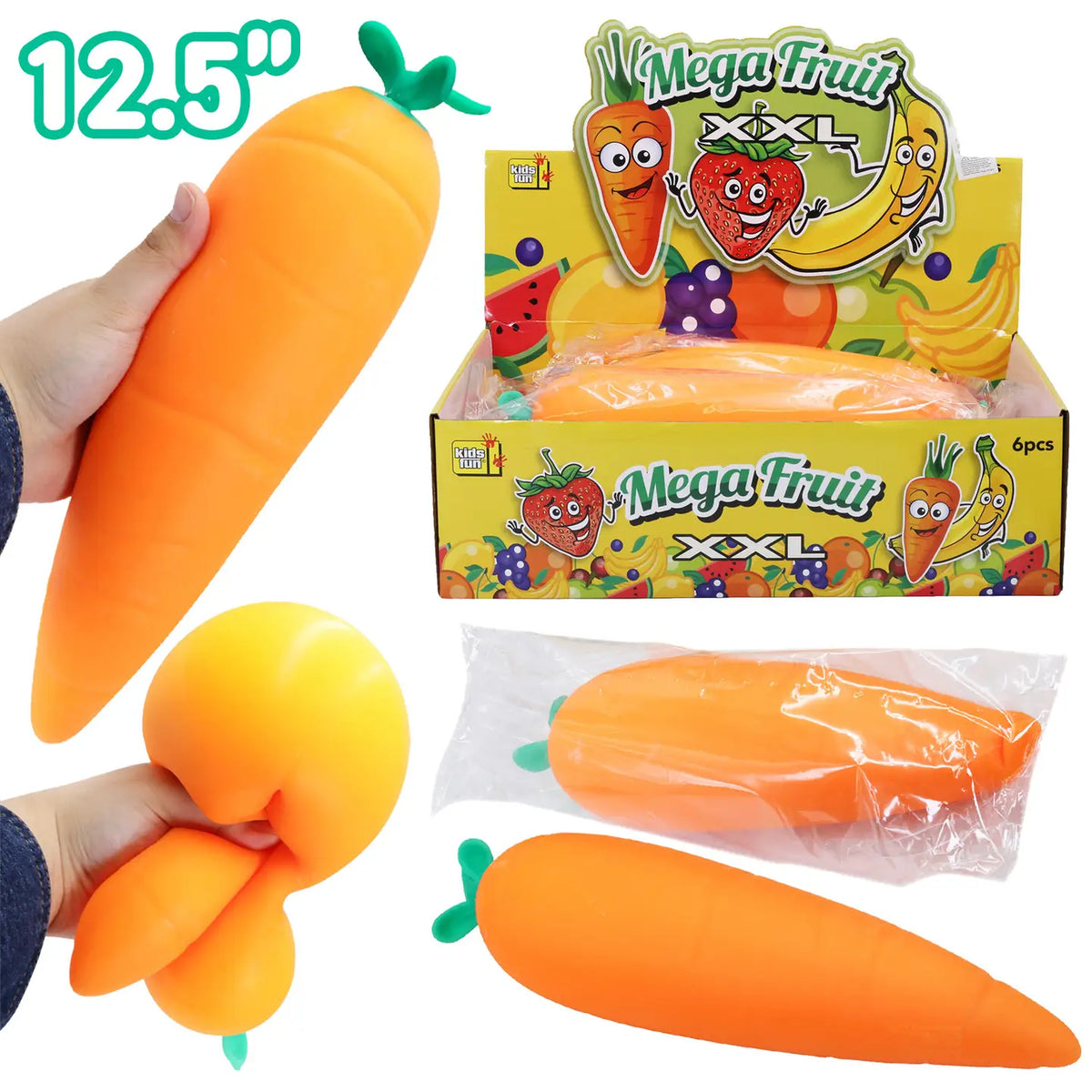 Jumbo Carrot Fluffy Slime Filled Squishy - 12.5 Inch
