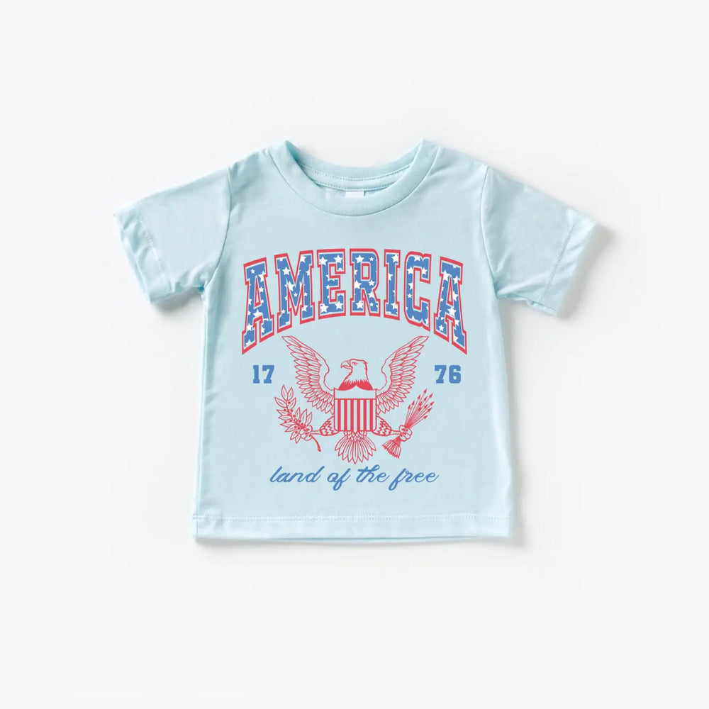 America Land of the Free Ice Blue Tee
