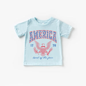 America Land of the Free Ice Blue Tee