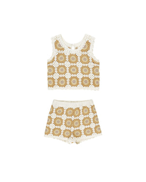 Rylee & Cru - Marigold Daisy Crochet Tank Set