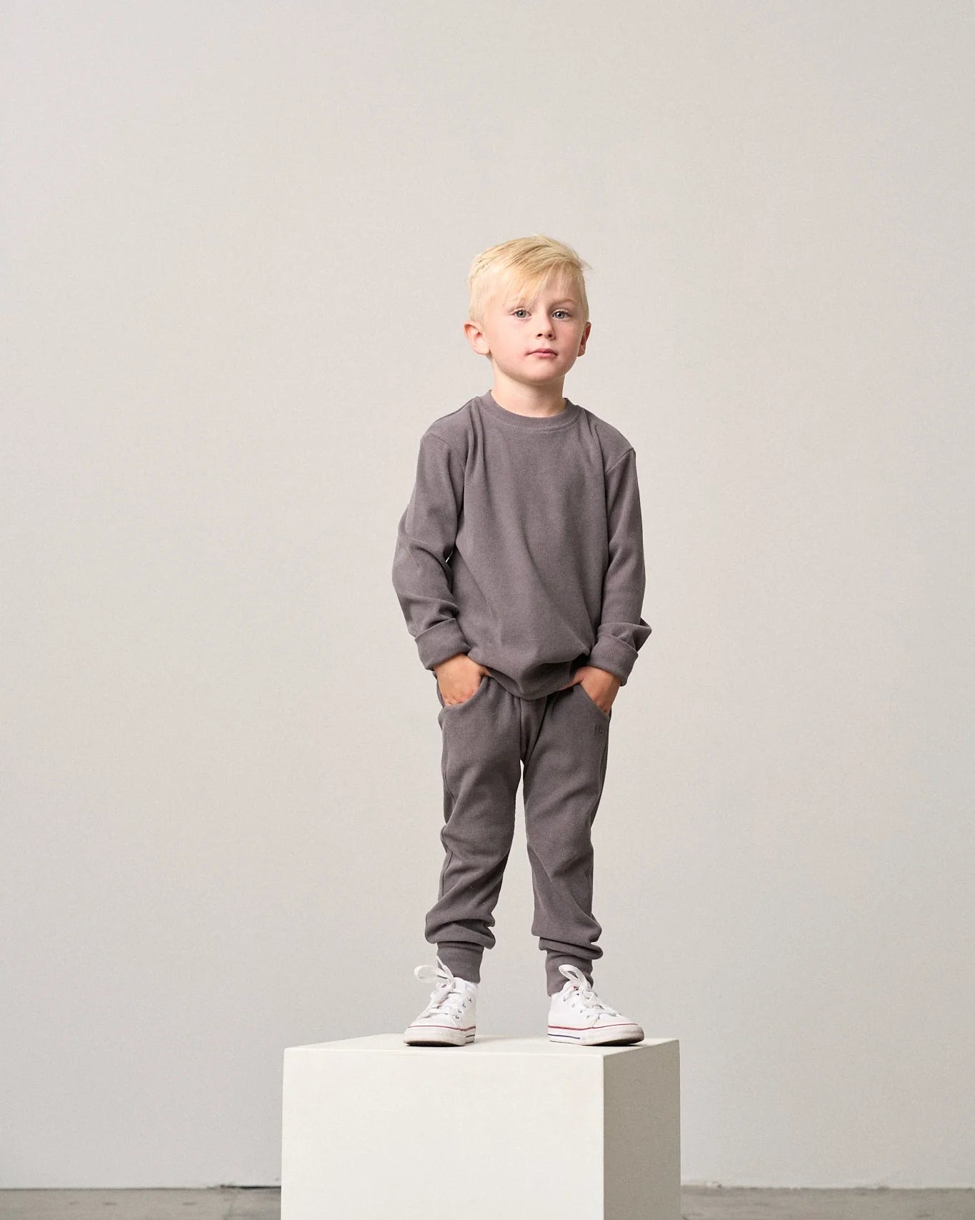 Graphite Long Sleeve Ribbed Tee