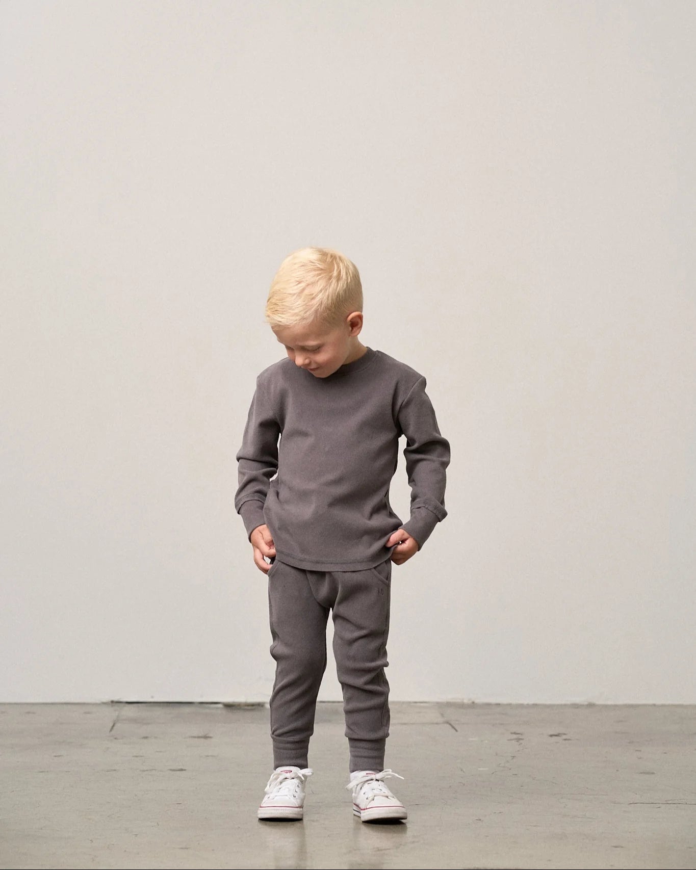 Graphite Long Sleeve Ribbed Tee